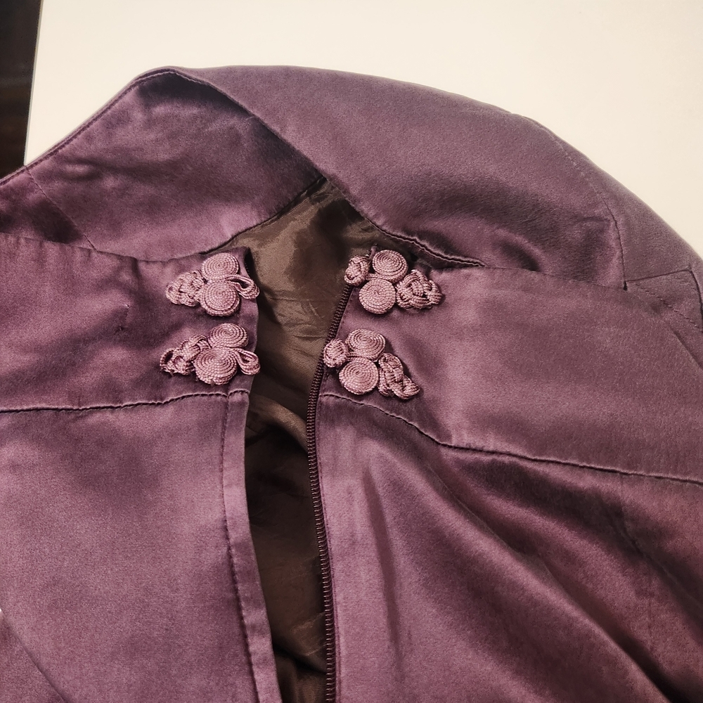ayc By Joshua Faulk 100% Silk Purple Tiered Skirt Sz 6 EUC - Picture 8 of 13